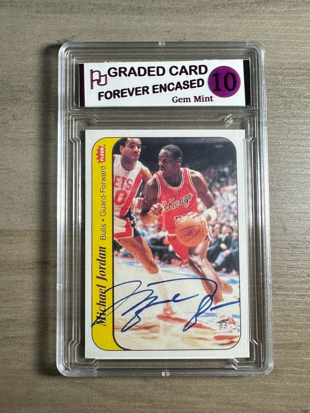 Michael Jordan Signed Rookie Gem Mint 10 1986 Fleer #8 Novelty Sticker. Bulls.